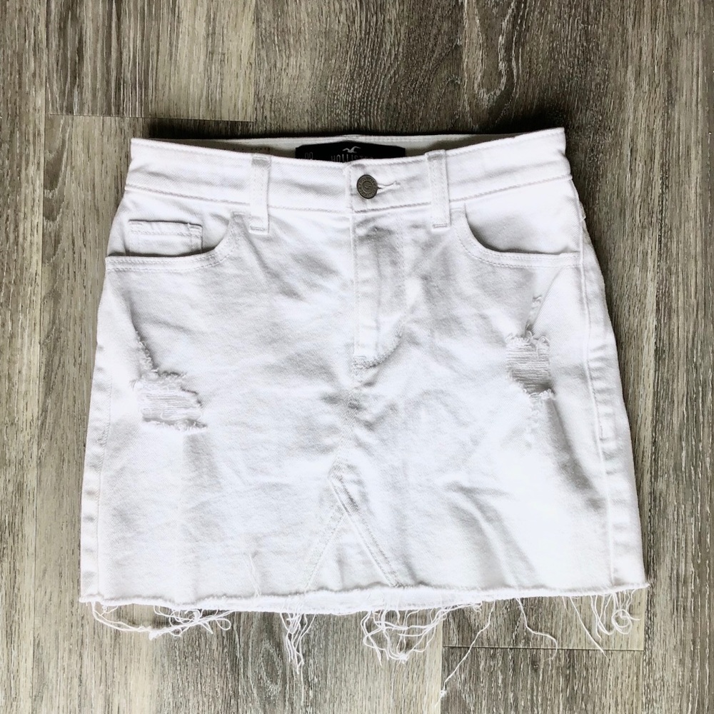 Hollister High Rise White Denim Mini Skirt Size 00